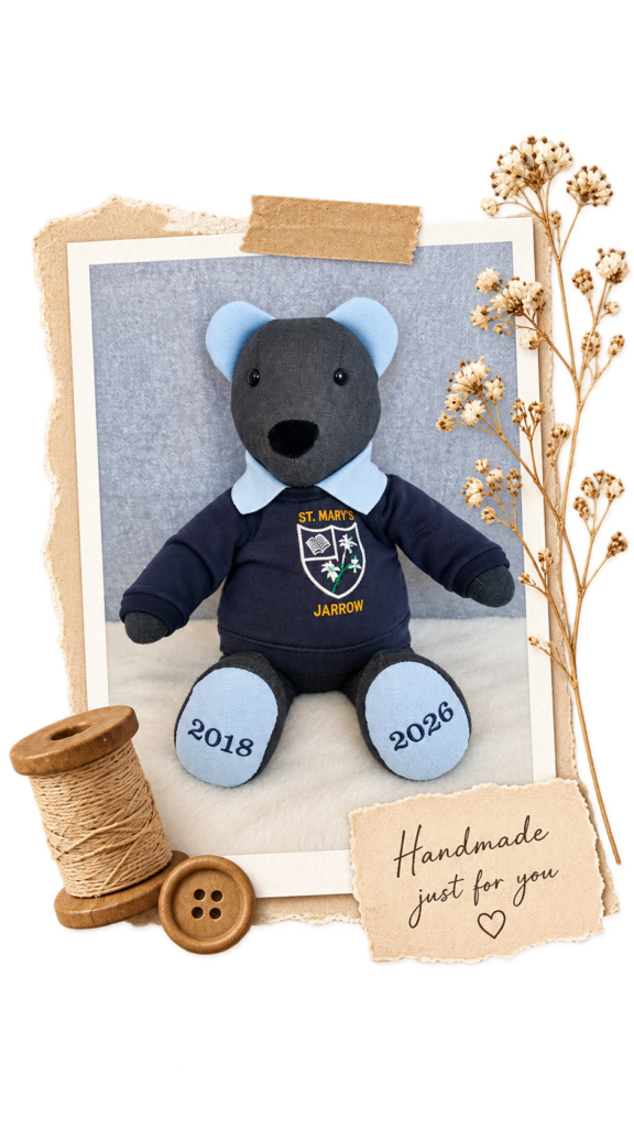 personalised school uniform memory bear with embroidered dates 2