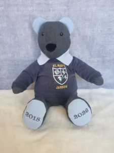 personalised school uniform memory bear with embroidered dates