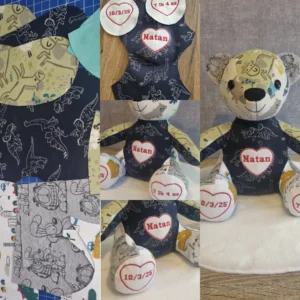 clothing and personalised memory bear made from matching fabric